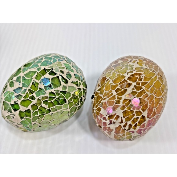 Other - Multi Colored Mosaic Crackle Glass Egg Iridescent Ocean Spring Beach Pastel